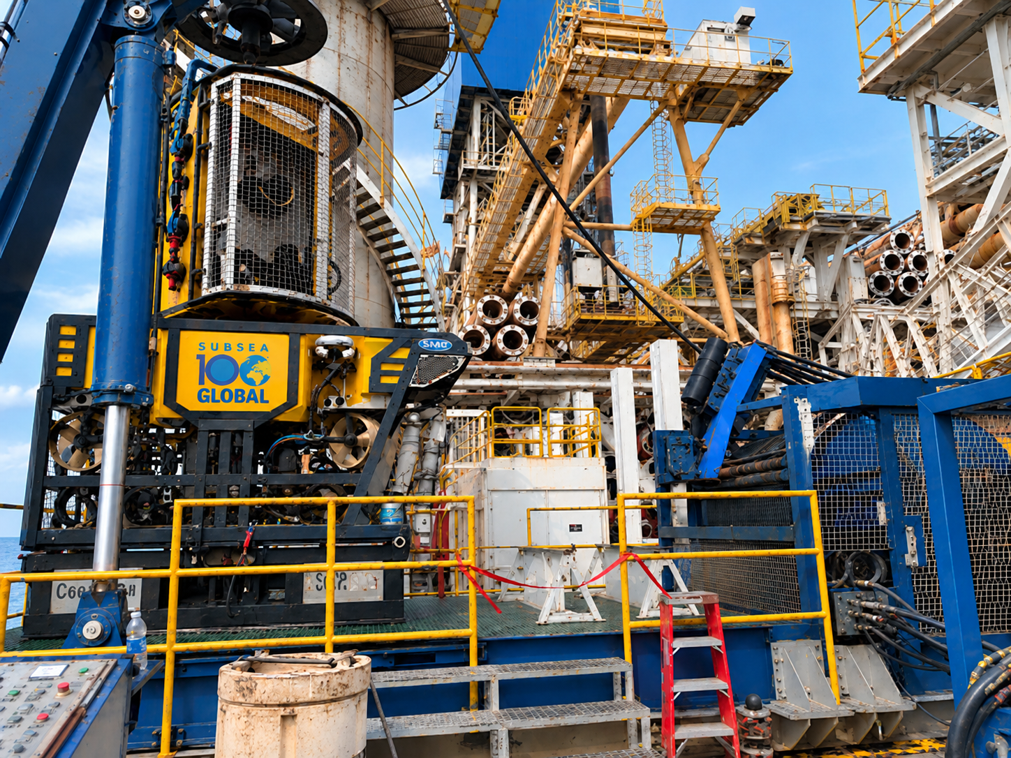 Subsea100 crew reviewing equipment together